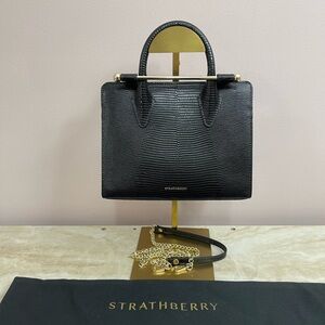 Strathberry Textured Black Bag with Gold Accent ( Mini )